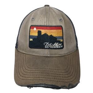 Willett Snapback Trucker Hat Brown OS Adjustable Embroidered Distressed Blue84